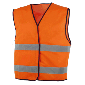 Colete de grande visibilidade, de material combinado, cor laranja. Colete de grande visibilidade, de material combinado, cor laranja.