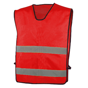 Jardineira de grande visibilidade, de material combinado, cor vermelho. Jardineira de grande visibilidade, de material combinado, cor vermelho.