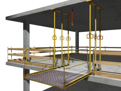 Plataforma metálica em consola fixa, para descarga de materiais em piso Plataforma metálica em consola fixa, para descarga de materiais em piso