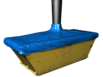 Toldo plastificado para conduta de entulho, para cobrimento de contentor Toldo plastificado para conduta de entulho, para cobrimento de contentor